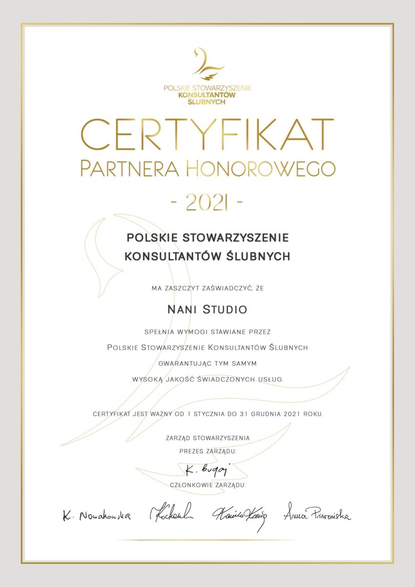 certyfikat film ślubny wesele bydgoszcz